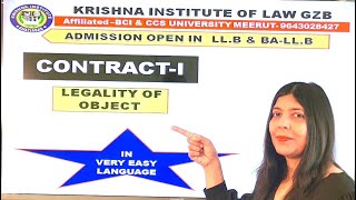 Contract LEGALITY OF OBJECT I CA  CS  CMA LLB 1st Sem  CCSU MEERUT  BALLB [upl. by Ellord414]