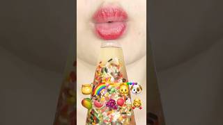 ASMR EMOJI FOOD 🍯🌈🍡🐱🐶🥭🍉🍇🎈🍦👸🍫이모지 먹방 sped up [upl. by Notsgnik236]