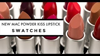 NEW MAC powder kiss lipstick swatches  Sabrina Anijs [upl. by Oirevlis143]