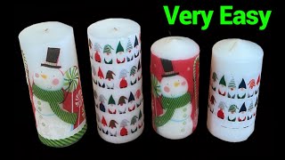 How To Simply Decorate Candles 🕯️ With Paper NapkinTissue Wrapping PaperDIY Personalized Candles [upl. by Aneelak]