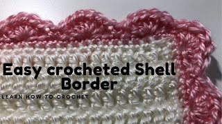 Easy Shell Border 5 Learn How to crochet a simple shell border [upl. by Blackwell]