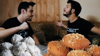 ΜΕΛΟΜΑΚΑΡΟΝΑ VS ΚΟΥΡΑΜΠΙΕΔΕΣ  2 Minute Rap Battles 3 [upl. by Essirehs]