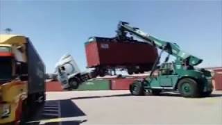 REACH STACKER Vs LORRY [upl. by Esinrahs390]