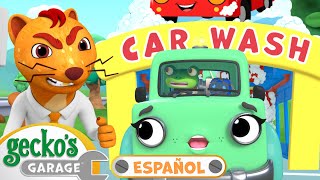 El Auto lavado se escapa 🐸 Garaje de Gecko  Carros para niños  Vídeos educativos [upl. by Nylodam]