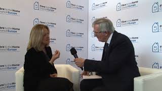 FTTH Conference 2019  Interview with Allison Kirkby President and Group CEO of TDC Group [upl. by Atsed]