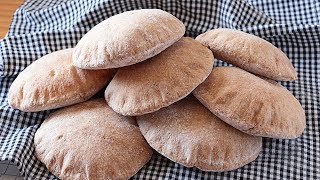 Pan de pita integral 100   Pan árabe ¡Trucos 🇬🇧SUB [upl. by Alekat661]