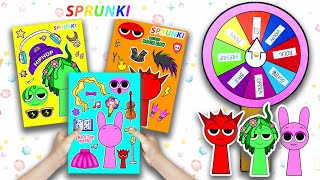 Paper DIY INCREDIBOX SPRUNKI Fashion  LUCKY GAME with STICKER BOOK  ASMR asmr diy paperdiy [upl. by Ogawa]