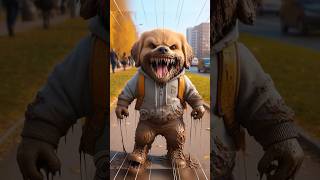 Cute puppy is angry looks like a monster 😡😨 ai dog aidog cute horror cartoon memes aiart [upl. by Nehttam577]