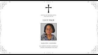 Service of thanksgiving for the Life of LUCY PAGE [upl. by Okim]