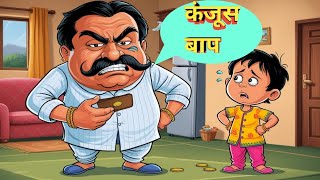 cartoon कंजूस पिता का गुस्सा – बच्चों ने की गलत कामquotStingy Father’s Anger Hindi kahaniyan [upl. by Nujra]