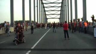 Market Garden Commemoration008 massed pipes and drums at John Frost bridge of Arnhem [upl. by Dulcia]