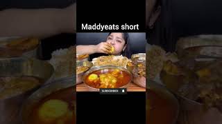 SPICY CHICKEN CURRY MUTTON CURRY FISH CURRY 🔥 ASMR EATING CHALLENGE maddyeats shorts ‎MaddyEats [upl. by Garnette]