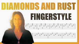 Diamonds and Rust  Joan Baez  TAB Fingerstyle for Guitar [upl. by Eesdnil941]