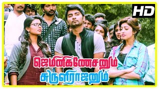 Gemini Ganeshanum Suruli Raajanum Scenes  Atharvaa recollects past  Regina and Aaditi intro [upl. by Odnomar]