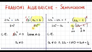 Frazioni algebriche  semplificazione e condizioni di esistenza [upl. by Eelesor207]