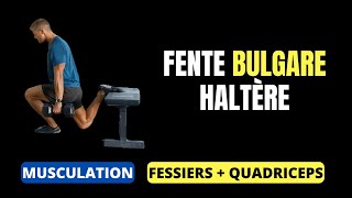 Exercice FENTE  Fente Bulgare haltères   Musculation FESSIER  CUISSE [upl. by Christoffer]