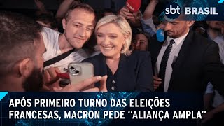 Macron pede quotaliança amplaquot após extremadireita vencer primeiro turno  SBT Brasil 010724 [upl. by Juno]