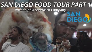 SAN DIEGO FOOD TOUR PART 1  Philadelphia Sandwich Co [upl. by Suravat802]