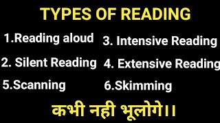 Types Of Reading In English  Ctet Reetintensive readingextensive readingscanning  skimming [upl. by Carn]