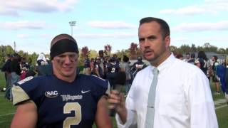 2016 Wingate Football  LenoirRhyne postgame with senior Zack Singleton [upl. by Aivartal]