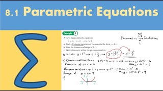 81 Parametric Equations PURE 2  Chapter 8 Parametric equations [upl. by Lindholm183]