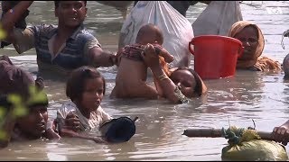 Rohingya refugees cross river to reach Bangladesh  VOANews [upl. by Jolenta]