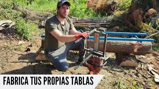 FABRICA TUS PROPIAS TABLAS DE MADERA CON ASERRADERO PORTÁTIL DE MOTOSIERRA [upl. by Ideih]