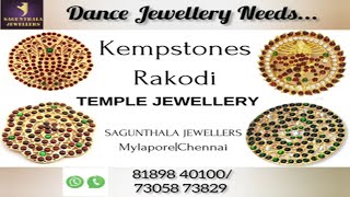 IMITATIONARTIFICIAL KEMPSTONES RAKODIBILLAIBRASS GOLD PLATEDTEMPLE JEWELLERYBHARATHANATYAM [upl. by Ispep282]