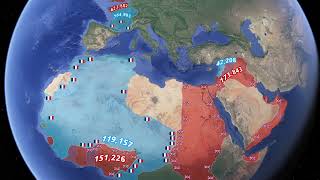 British Empire 1919 vs French Empire 1919 using Google Earth [upl. by Grinnell]