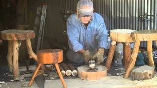 How to Make a Three Legged Log Stool by Mitchell Dillman [upl. by Darci681]