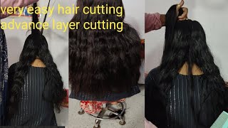 advance layer cutting ✂️ bigganer 👍 very easy trick long hair and very thick hair full video [upl. by Waters]