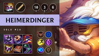 Heimerdinger Mid vs Aurora Triple Kill Unstoppable  EUW Grandmaster Patch 1420 [upl. by Arodasi31]