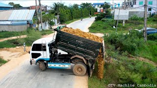 Best Three Different Places Landfill Process Using KOMATSU D31P Bulldozer Pushing amp Truck Dumping [upl. by Caty]