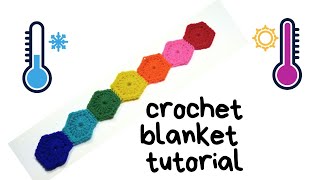 Mini Hexie Crochet Tutorial Start Crocheting a Temperature Blanket with Me in 2024 [upl. by Assillam]