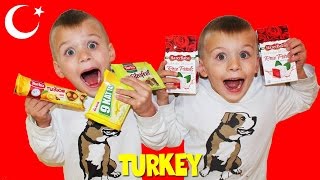 Family Tries Foods From TURKEY  Family Fun Pack [upl. by Neelhsa]