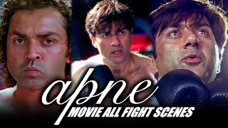 Apne Movie All Fight Scenes  Sunny Deol Bobby Deol Dharmendra  Bollywood Best Action Scene [upl. by Doloritas]