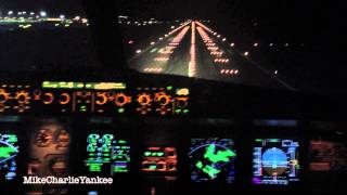 Airbus A320 Night landing in Venice Cockpit View [upl. by Raphaela]