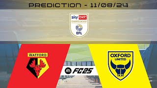 Watford FC vs Oxford United FC  Prediction  202425 EFL Championship  EA FC 25 [upl. by Adnowal]