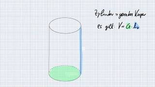 Mathe 8 Volumen Rauminhalt eines Zylinders berechnen mit Wiederholung Würfel und Quader [upl. by Gianina]