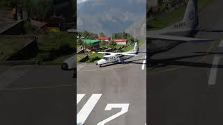 Sure herquotLukla Plane Landing and Takeoffquot luklaairport lukla [upl. by Annawahs]