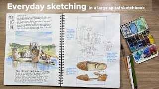 Everyday sketching in a big spiral sketchbook [upl. by Aniryt]