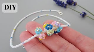 DIY Trendy seed beads Daisy NecklaceBeaded jewelry [upl. by Boehike815]