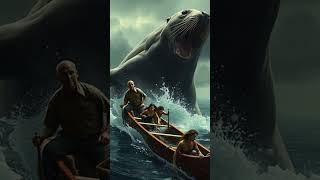 sea lion vs canoe monster attack sealions ship ocean canoe ai [upl. by Golanka]