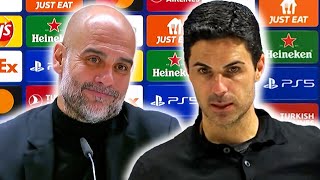 🔴 LIVE  Pep Guardiola and Mikel Arteta postmatch  Real Madrid 33 Man City  Arsenal 22 Bayern [upl. by Elleirb]