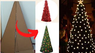 Árbol de Navidad hecho con cartón reciclado 🎄 Fácil y rápido Árbol de navidad [upl. by Pliner]