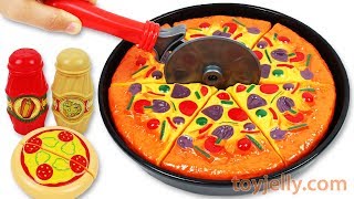 Play Doh Pizza Oven Velcro Cutting Toys Learn Colors Kinder Joy Surprise Egg Baby Finger Family Song [upl. by Teyugn]