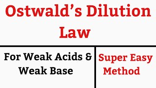 Ostwald dilution law in Hindi  Ionic Equilibrium [upl. by Oicneserc]