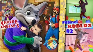 SHAWN goes to CHUCK E CHEESES  FUNnel Fam Roblox Obby Competition FV Family [upl. by Ynnob]