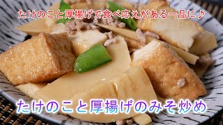 たけのこと厚揚げのみそ炒め たけのこと厚揚げで食べ応えがある一品に♪ [upl. by Eriam]