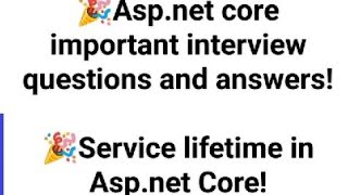 aspnet core important interview questions and answers [upl. by Koralle]